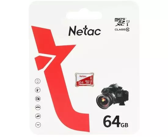 Карта памяти MicroSDXC 64Gb Class 10 UHS-I U1 без адаптера (Netac P500 Eco) (NT02P500ECO-064G-S)
