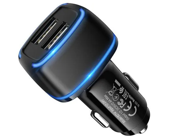Автомобильное зарядное устройство Borofone BZ14 Max, USB A+A, черный + кабель microUSB (6931474735942), фото 3