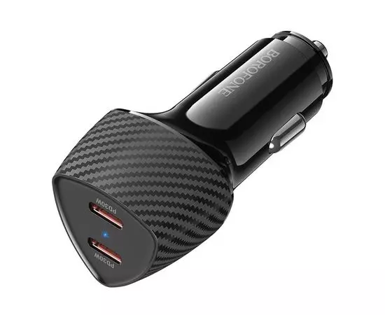 Автомобильное зарядное устройство Borofone BZ31D Solid, USB C+C, QC 3.0, PD60W, черный (6941991112669), фото 2