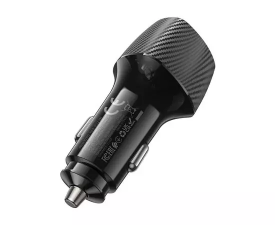 Автомобильное зарядное устройство Borofone BZ31D Solid, USB C+C, QC 3.0, PD60W, черный (6941991112669), фото 3