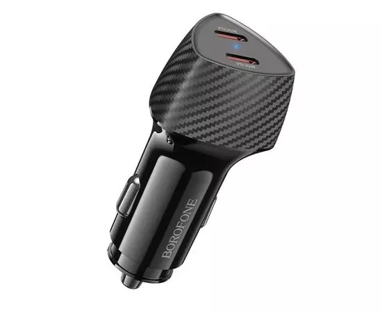 Автомобильное зарядное устройство Borofone BZ31D Solid, USB C+C, QC 3.0, PD60W, черный (6941991112669)