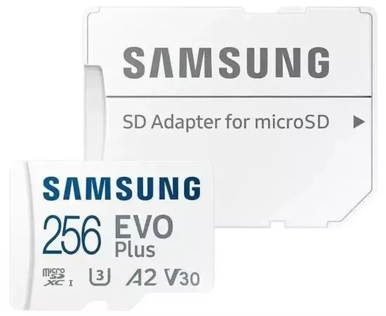 Карта памяти MicroSDXC 256Gb Class 10 UHS-I U3 + адаптер (SAMSUNG EVO PLUS) (MB-MC256SA)