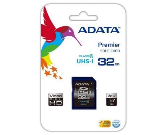 Карта памяти SDHC 32Gb Class 10 UHS-I (A-DATA) (ASDH32GUICL10-R)