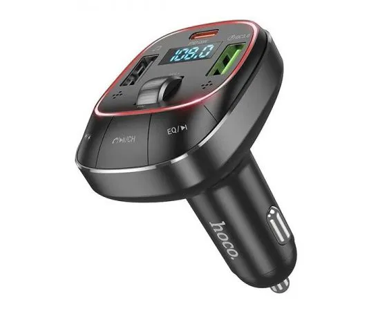 FM-трансмиттер Hoco E76 Pole, 2 USB A + Type-C, QC3.0, PD 48W, черный (6942007600248)