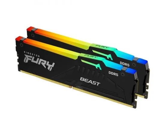 Оперативная память Kingston 2x8Gb DDR5-5600MHz Fury Beast Black RGB (KF556C40BBAK2-16)