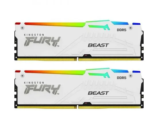 Оперативная память Kingston 2x16Gb DDR5-5200MHz Fury Beast White RGB (KF552C40BWAK2-32)