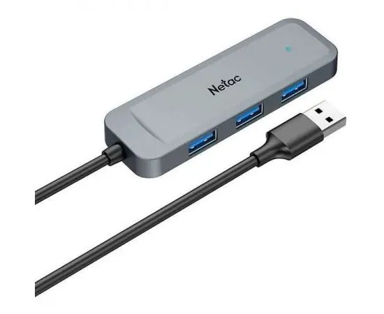 USB-разветвитель (хаб) USB3.0 -> USB3.0, 4 порта, Netac WF11, серый (NT08WF11-30GR)
