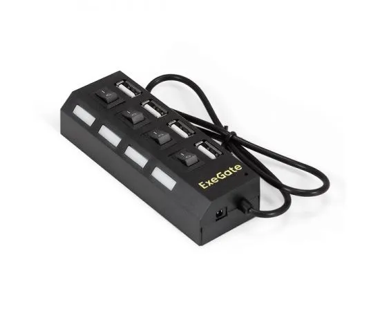 USB-разветвитель (хаб) USB2.0 -> USB2.0, 4 порта с выключателями, ExeGate DUB-42SW, черный (EX293977RUS), фото 2