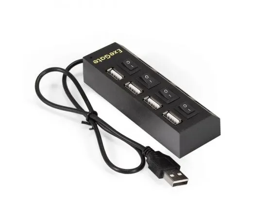 USB-разветвитель (хаб) USB2.0 -> USB2.0, 4 порта с выключателями, ExeGate DUB-42SW, черный (EX293977RUS), фото 3