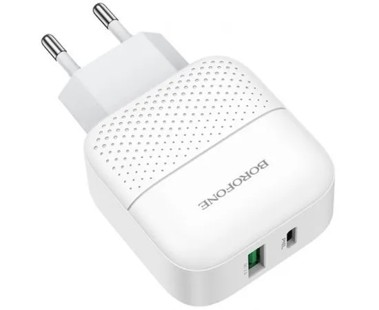 Зарядное устройство Borofone BA46A Premium, USB A+C, PD (18W), белый (6931474727343)