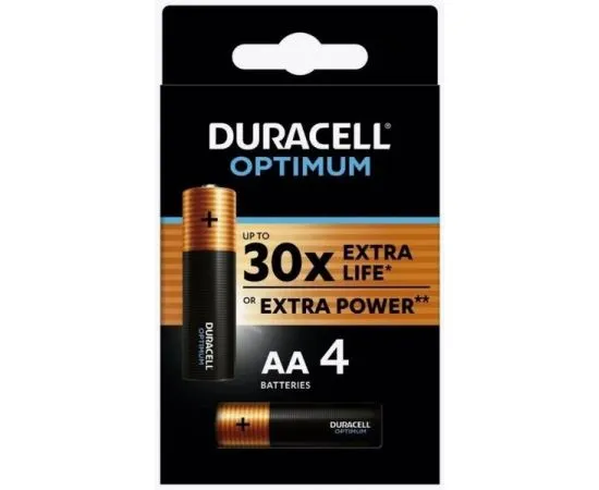 Батарейка (размер AA, LR6) DURACELL Optimum - упаковка 4шт, цена за 4шт
