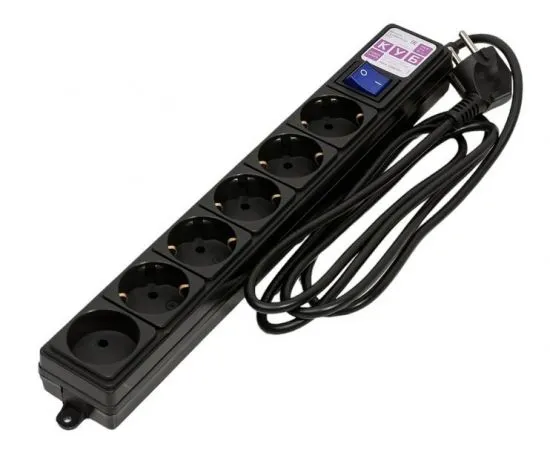 Сетевой фильтр 1.9 м. (Power Cube, 6 розеток) черный (SPG6-B1,9M), фото 2