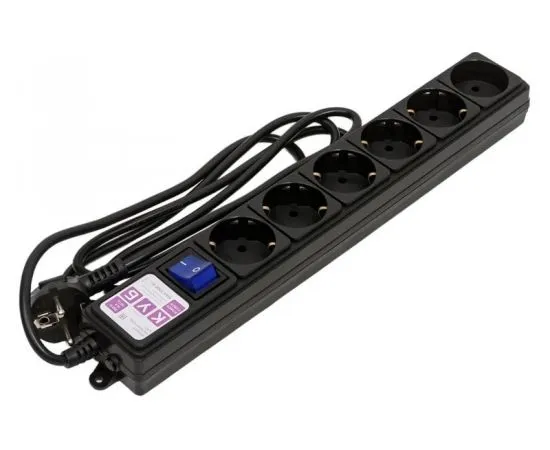 Сетевой фильтр 1.9 м. (Power Cube, 6 розеток) черный (SPG6-B1,9M), фото 3