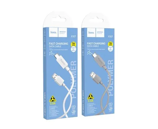 Кабель USB2.0 AM -> Type-C, 1m (HOCO) X107 Favor, серый (6942007626316), фото 2