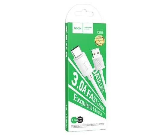 Кабель USB2.0 AM -> Type-C, 1m (HOCO) X88a Gratified, белый (6931474783356), фото 4