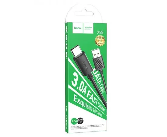 Кабель USB2.0 AM -> Type-C, 1m (HOCO) X88a Gratified, черный (6931474783349), фото 5