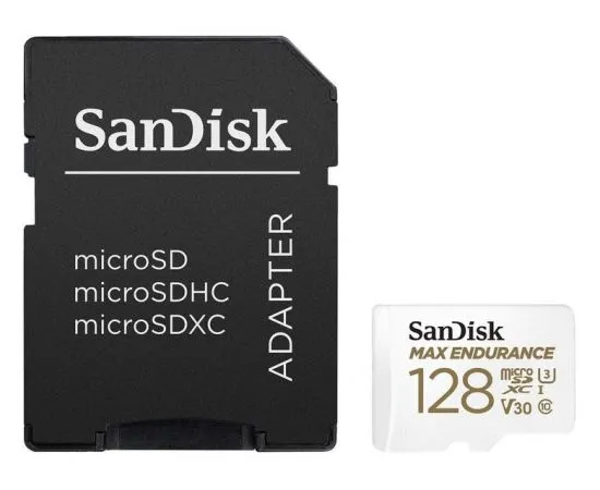 Карта памяти MicroSDXC 128GB Class 10 UHS-I U3 V30 + адаптер (SanDisk, Max Endurance) (SDSQQVR-128G-GN6IA), фото 3