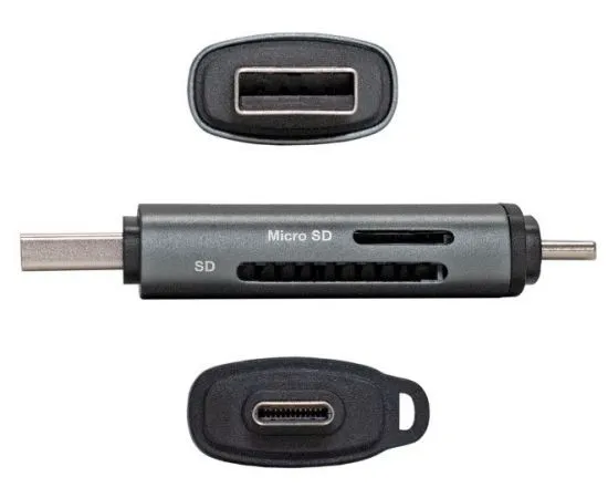 Картридер внешний USB Type-C/Type-A, ExeGate CR-201CA, серый (EX297630RUS), фото 2