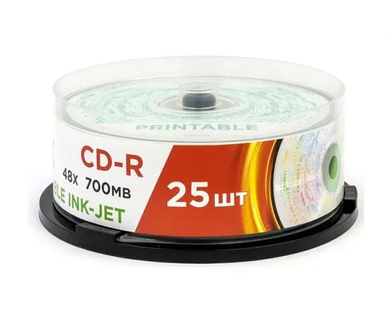 Диск CD-R Printable 700Mb Mirex 48x Cake 25 (цена за упаковку) (UL120038A8M)