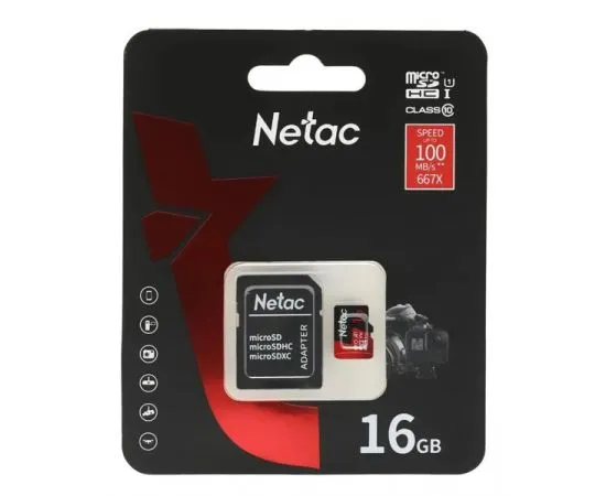 Карта памяти MicroSDHC 16Gb Class 10 UHS-I + адаптер (Netac P500 Extreme Pro) (NT02P500PRO-016G-R), фото 2