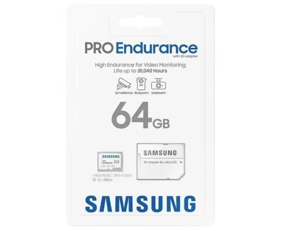 Карта памяти MicroSDXC 64GB Class 10 UHS-I U3 Endurance for DVR + адаптер (Samsung PRO) (MB-MJ64KA)