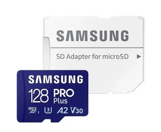 Карта памяти MicroSDXC 128Gb Class 10 UHS-I U3 V30 A2 + адаптер (SAMSUNG PRO PLUS) (MB-MD128SA), фото 2