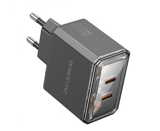 Зарядное устройство Borofone BAS33A Treasure, USB C+С, PD (45W), черный (6941991110702)