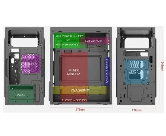 Корпус Foxline FZ-017-SX450R Black 450W, фото 2