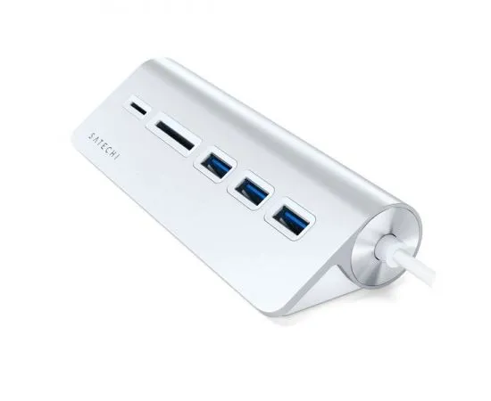 USB-разветвитель (хаб) USB3.0 -> USB3.0, 3 порта +  Card Reader, Satechi, серебристый (ST-3HCRS), фото 2