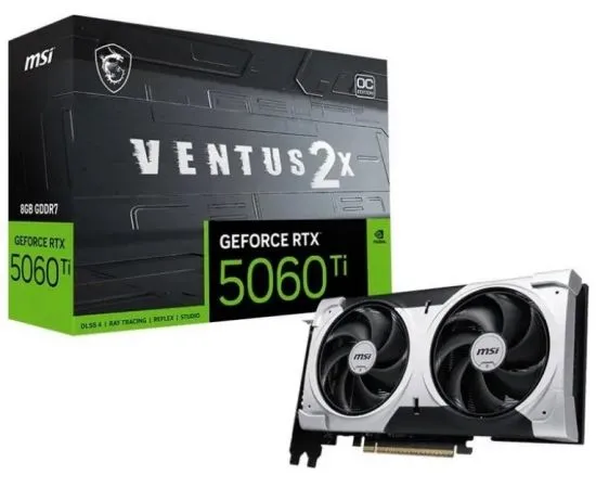 Видеокарта GeForce RTX5060TI 8GB GDDR7 (MSI VENTUS 2X OC PLUS) (602-V536-07S)