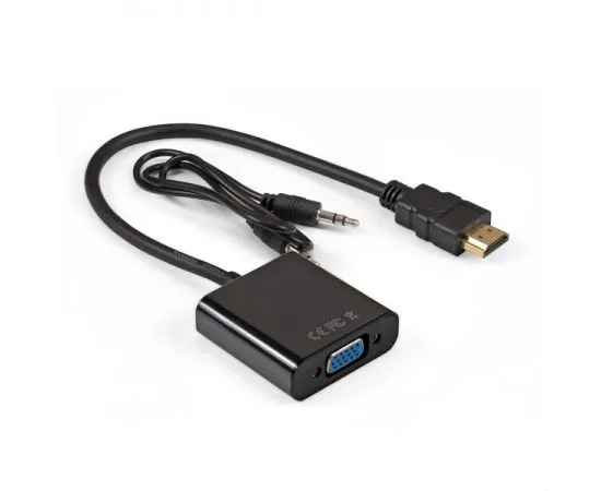 Переходник HDMI (M) -> VGA (F) 0.3m (ExeGate EX-HDMIM-VGAF-3.5JackS-0.3 с аудио) (EX297588RUS)