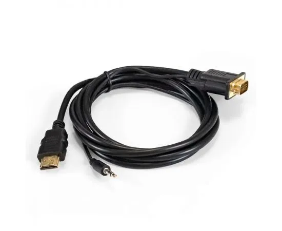 Переходник HDMI (M) -> VGA (M) кабель 1.8m (ExeGate EX-HDMIM-VGAM-3.5JackS-1.8 с аудио) (EX294719RUS)
