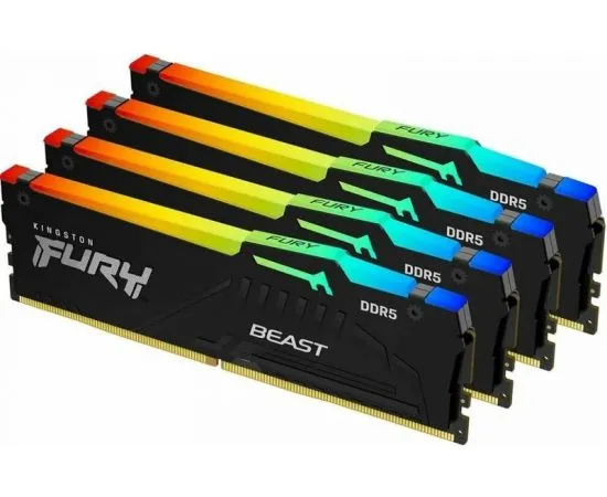 Оперативная память Kingston 4x32Gb DDR5-5200MHz FURY Beast RGB (KF552C40BBAK4-128)