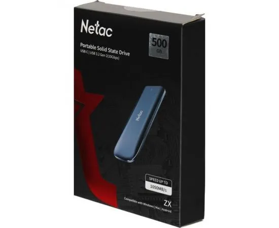 Внешний накопитель SSD USB Type-C 500Gb Netac ZX (NT01ZX-500G-32BK), фото 4
