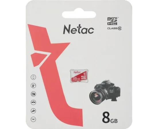 Карта памяти MicroSDHC 8Gb Class 10 UHS-I без адаптера (Netac P500 Eco) (NT02P500ECO-008G-S)