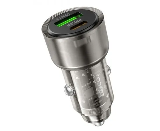 Автомобильное зарядное устройство HOCO Z52 Spacious, USB A+C, QC3.0, PD38W, черный + кабель microUSB (6942007601771)