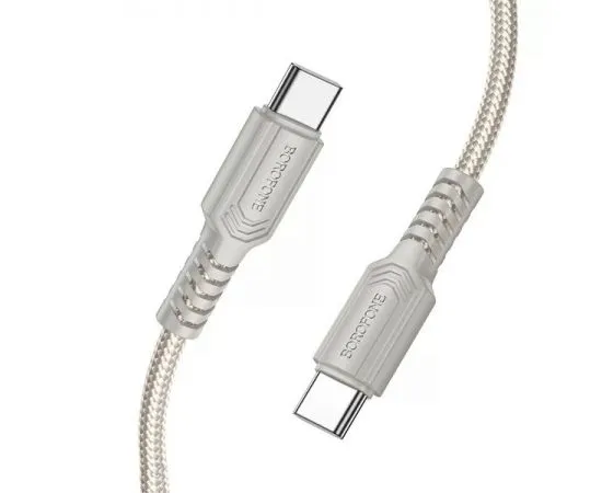Кабель USB Type-C (M), 1m (Borofone) BX116 Certain PD (60W), серый, нейлон (6941991119859), Цвет: Серый