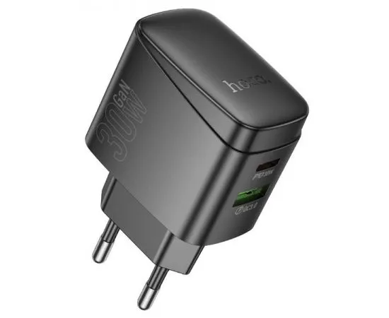 Зарядное устройство HOCO CS61A Bright, USB A+C, PD (30W), + кабель Type-C - 8pin, черный (6942007638432)