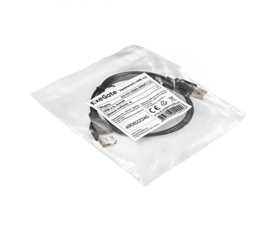 Кабель удлинитель USB2.0 AM -> AF, 1.0m (ExeGate EX-CC-USB2-AMAF-1.0) черный (EX294742RUS), фото 2