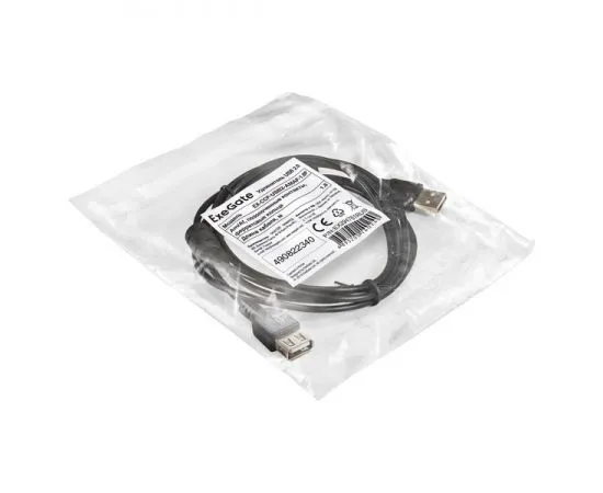 Кабель удлинитель USB2.0 AM -> AF, 1.8m (ExeGate EX-CCF-USB2-AMAF-1.8F) феррит,  черный (EX294761RUS), фото 2