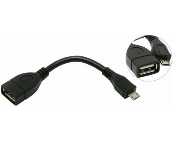 Кабель OTG USB 2.0 (F) -> microUSB, 0.08m (Defender) (87300)