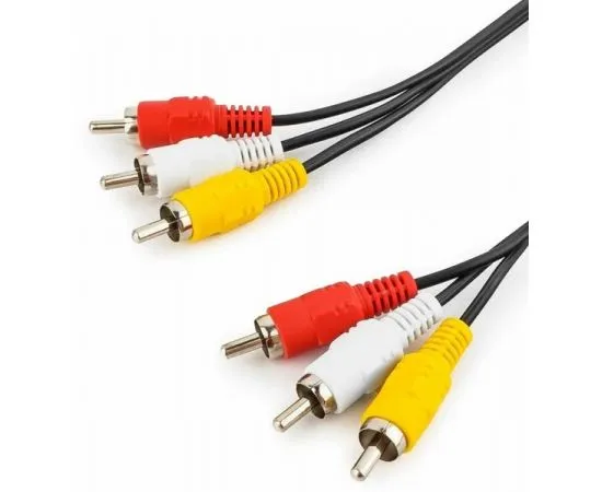 Кабель Audio/Video 3 RCA (m) -> 3 RCA (m), 1.8м (Cablexpert CCV-539-1.8M-N) черный (23309)