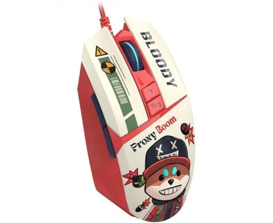 Мышь A4 Tech Bloody W63 MAX Proxy Boom бежевый/красный, фото 3