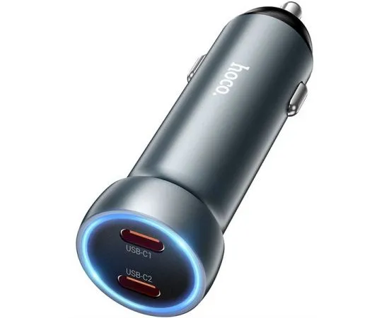 Автомобильное зарядное устройство HOCO Z54B Prosperous, USB C+C, QC 3.0, PD 60W, серый (6942007645799)