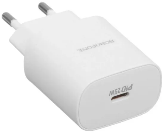 Зарядное устройство Borofone BA82A Platinum, USB C, PD (25W), белый (6941991112256)
