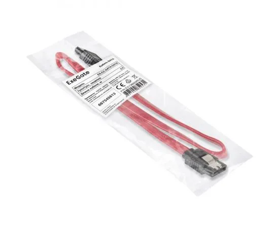 Кабель интерфейсный SATA III 0.5м, прямой с защелкой, красный (Exegate) (EX138933RUS), фото 2