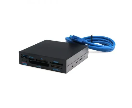 Картридер внутренний 3.5" + USB3.0 1 порт, Gembird, черный (FDI2-ALLIN1-03-B)