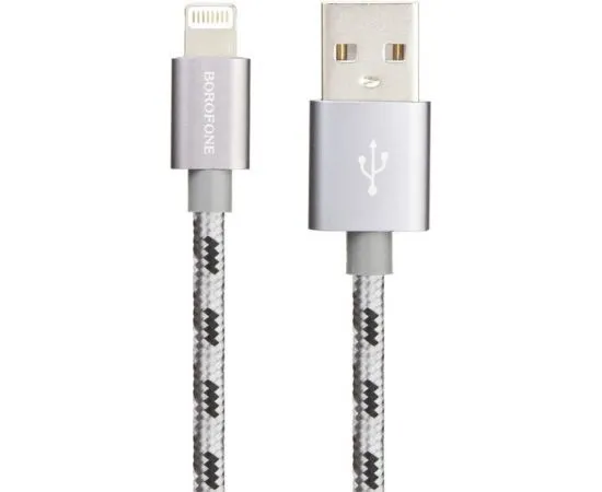 USB-кабель для Apple 8pin Lightning 1м. (Borofone) BX24 Ring, нейлон, серый (6931474703385)