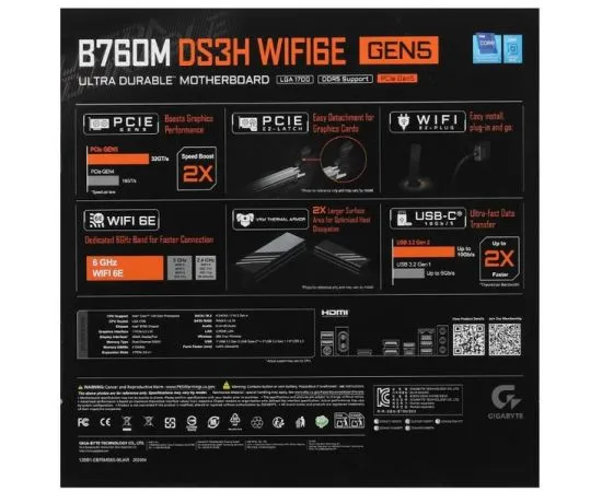 Материнская плата Gigabyte B760M DS3H WF6E GEN5, фото 4
