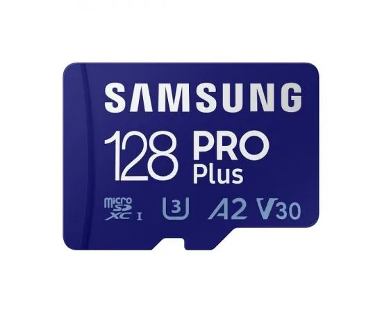 Карта памяти MicroSDXC 128Gb Class 10 UHS-I U3 V30 A2 + адаптер (SAMSUNG PRO PLUS) (MB-MD128KA)
